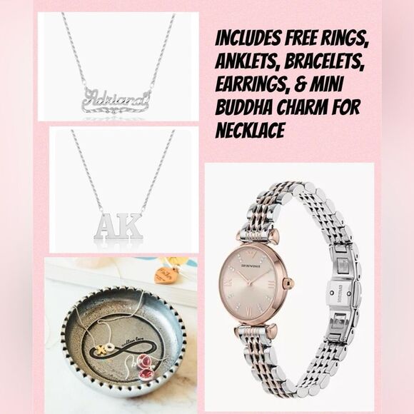 Stephanie Name Necklace, Emporio Armani Watch, SR Initial & More - Picture 1 of 15